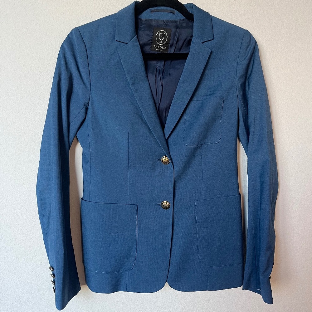 Aritzia Talula Wool Light Academia & Scholar Navy Blue Blazer Woman's Size 2